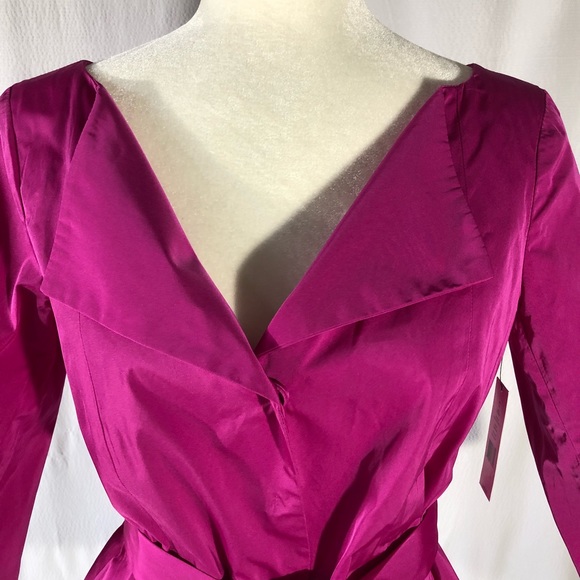NWT Theory Electric Pink Taffeta 3/4 Sleeve Top - Picture 3 of 8